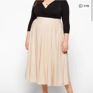 NEW 11 Honore Farrah Jacquard Print Midi Skirt Women’s Size Cream NO TAG 18 plus